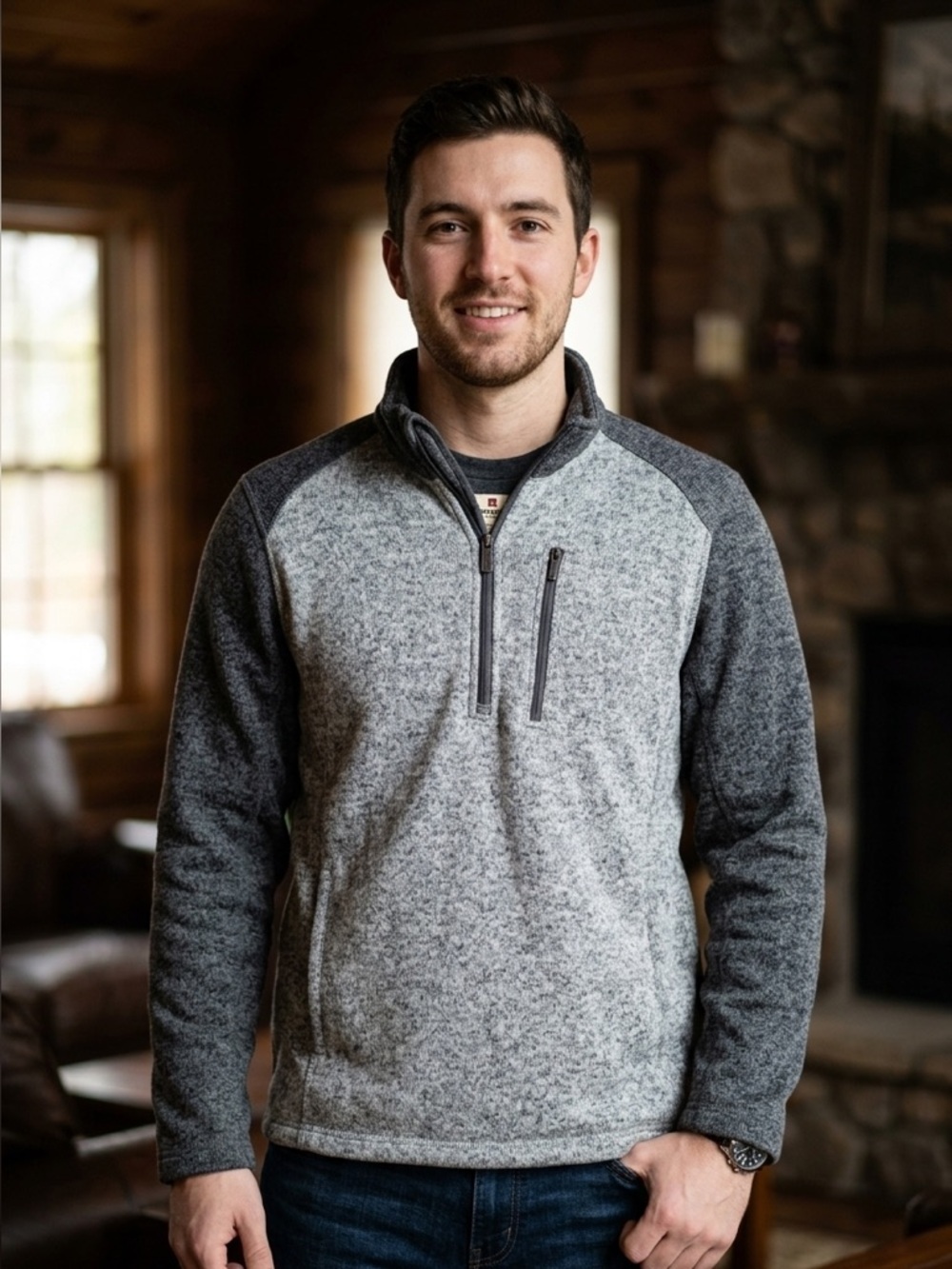 Woolrich | Gray Quarter-Zip Men's Sweater | Sz M